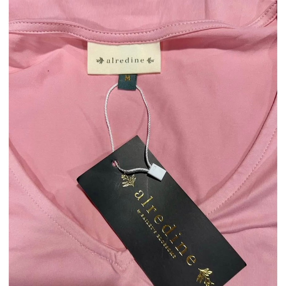 Alredine‎ Pink Ruffle V Neck Short Sleeve Midi Dress Women's Size M - Picture 8 of 8